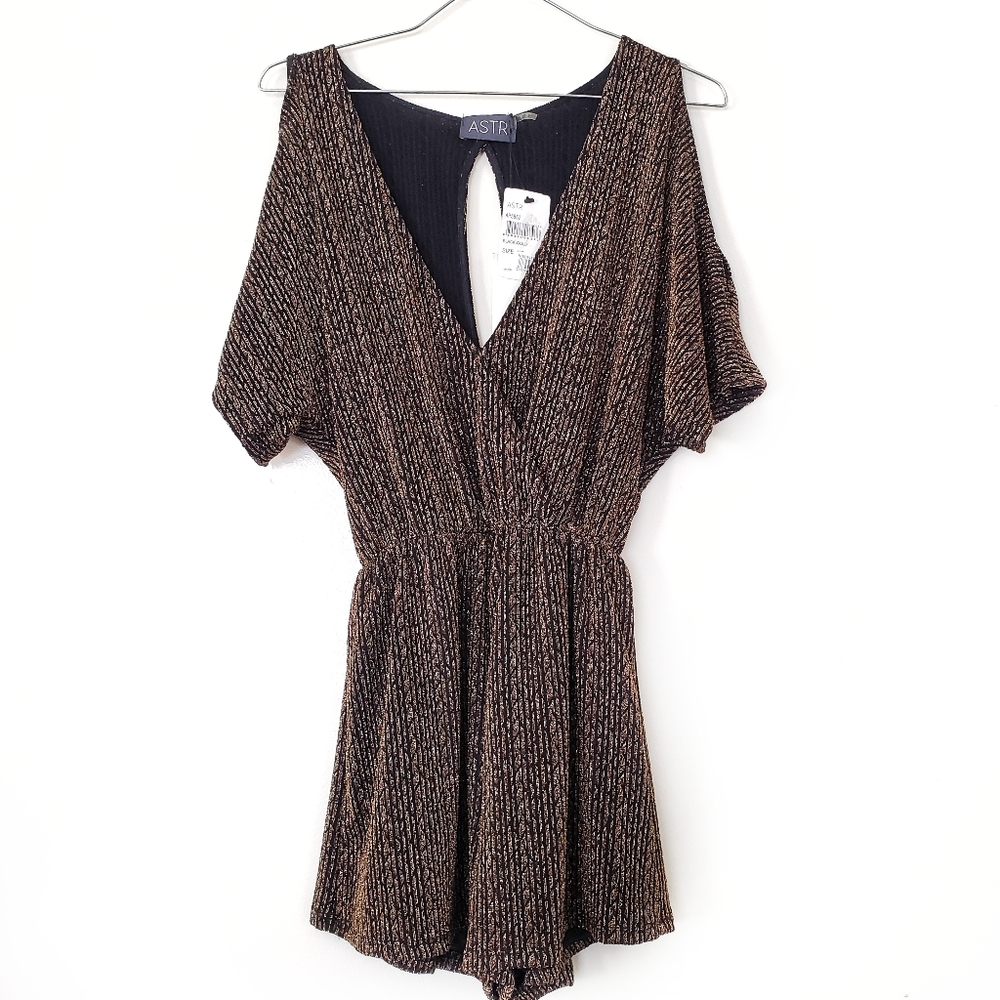 NEW ASTR  knit  gold shimmer romper